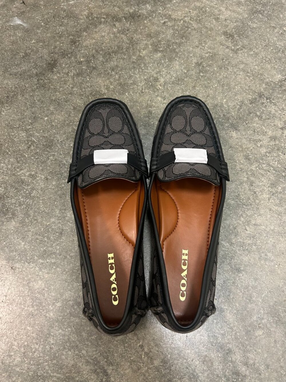Coach Mona Driver Signature Jacquard Smoke Coal Black Loafers Flats Size 9B New - Picture 2 of 16